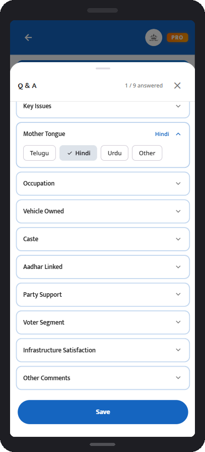 Voter Survey - Q&A capture with key issues and demographics